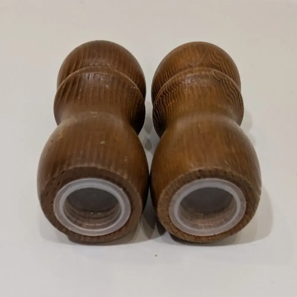 Vintage Primitive Wood Salt Pepper Shakers Collectible Mid Century Danish Modern